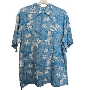 NWT Tori Richard Tropical Hawaiian Blue White Floral Men's Shirt